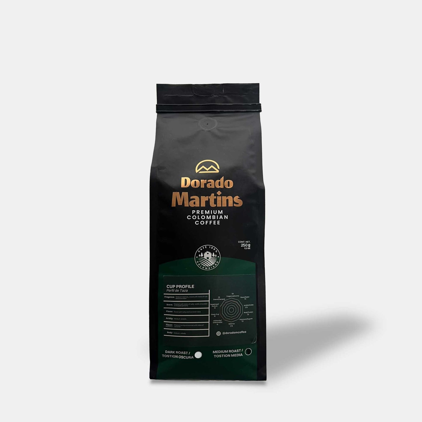 Café en Grano Colombiano Premium - Tostado Oscuro - 250g